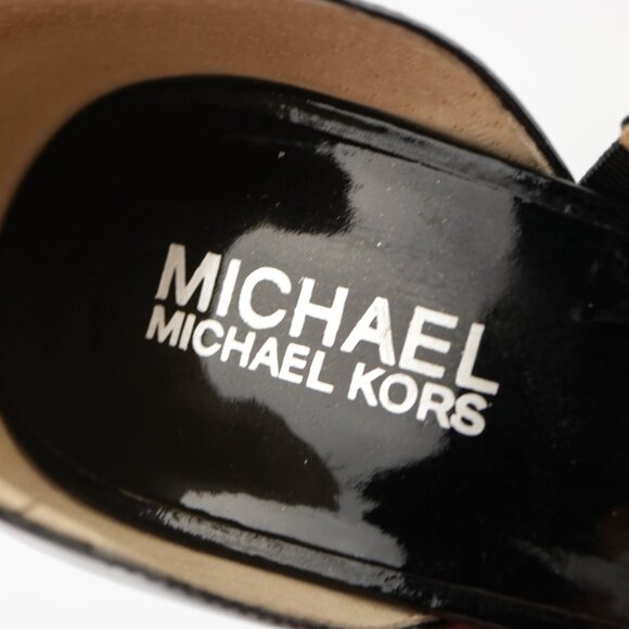 MIchael Kors Womens Sandals Size 7 Black Patent Strappy D'Orsay Heel Dress Shoes - Picture 10 of 12